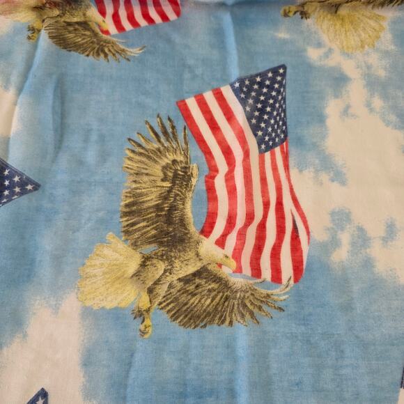 Woodland Creek Patriotic Scarf American Flag Eagle Print Blue 4th of July USA - Picture 10 of 10